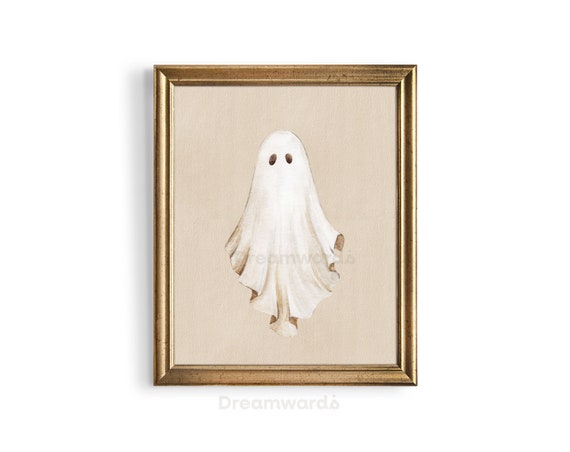 Ghostie | Halloween Collection | Watercolor Print | Halloween Ghost Art Print, Cute Spooky, Vintage Halloween Decor, Autumn Decor