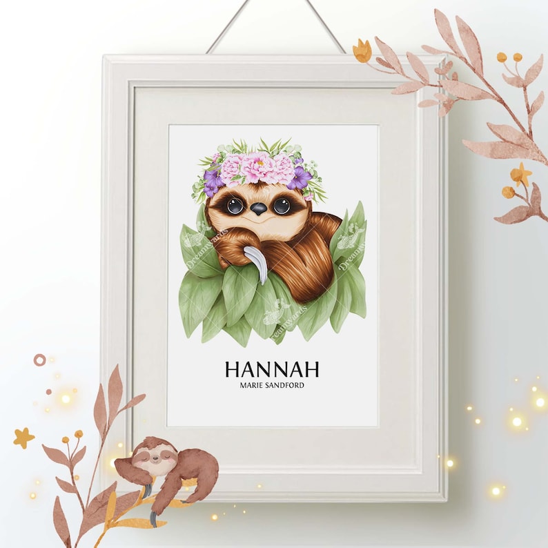 Lounging Sloth With Flower Crown Adorable Baby Sloth