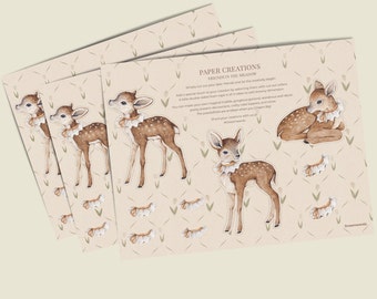 Paper Creations | Friends In The Meadow | Deer Paper Cut Outs | Craft, Birthday Party, Paper Doll, DIY Paper Activity, Gift Decorations