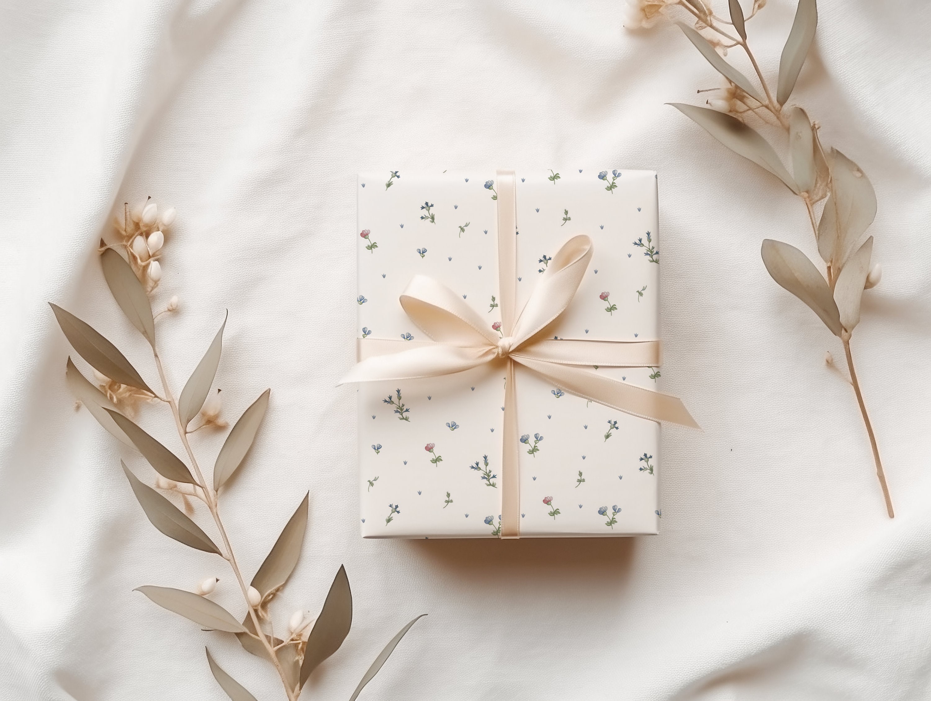 Blooming Tales | Floral Fable Collection | Gift Wrapping Paper | Vintage Watercolor | Falling Flowers | Floral Artwork, Birthday Party Decor