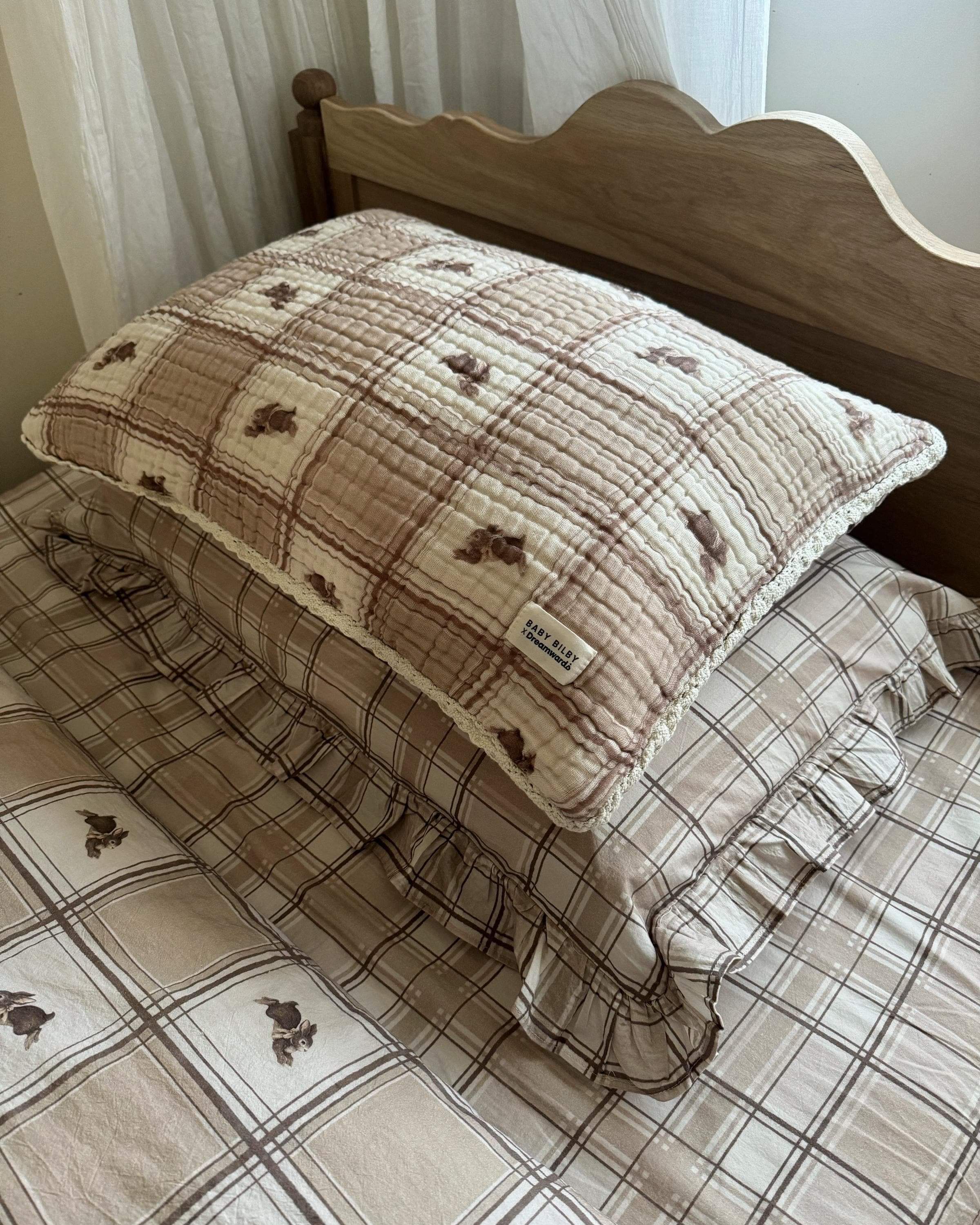 Lot De 2 Taies D'oreiller Décoratives 45x45cm Avec Motifs Lapins Multicolores - Tissu Lin
