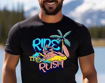 Männer Frauen Jetski Leben T-Shirt Geschenk Fahrt Rush Lustiges Geschenk für Jet Ski Wave Runner Schwimmen Bootfahren Angeln Liebhaber