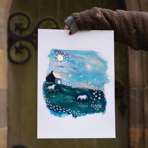 Horse Watercolor Art Print: Gold Embellished A3 Giclée Poster