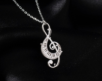 Minimalist Treble Clef Necklace: Music Lover Jewelry Gift