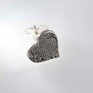 Fingerprint Earrings, Fingerprint Heart Earrings, Custom Fingerprint Jewelry, Real Fingerprint Jewelry, Gifts for Her, Custom