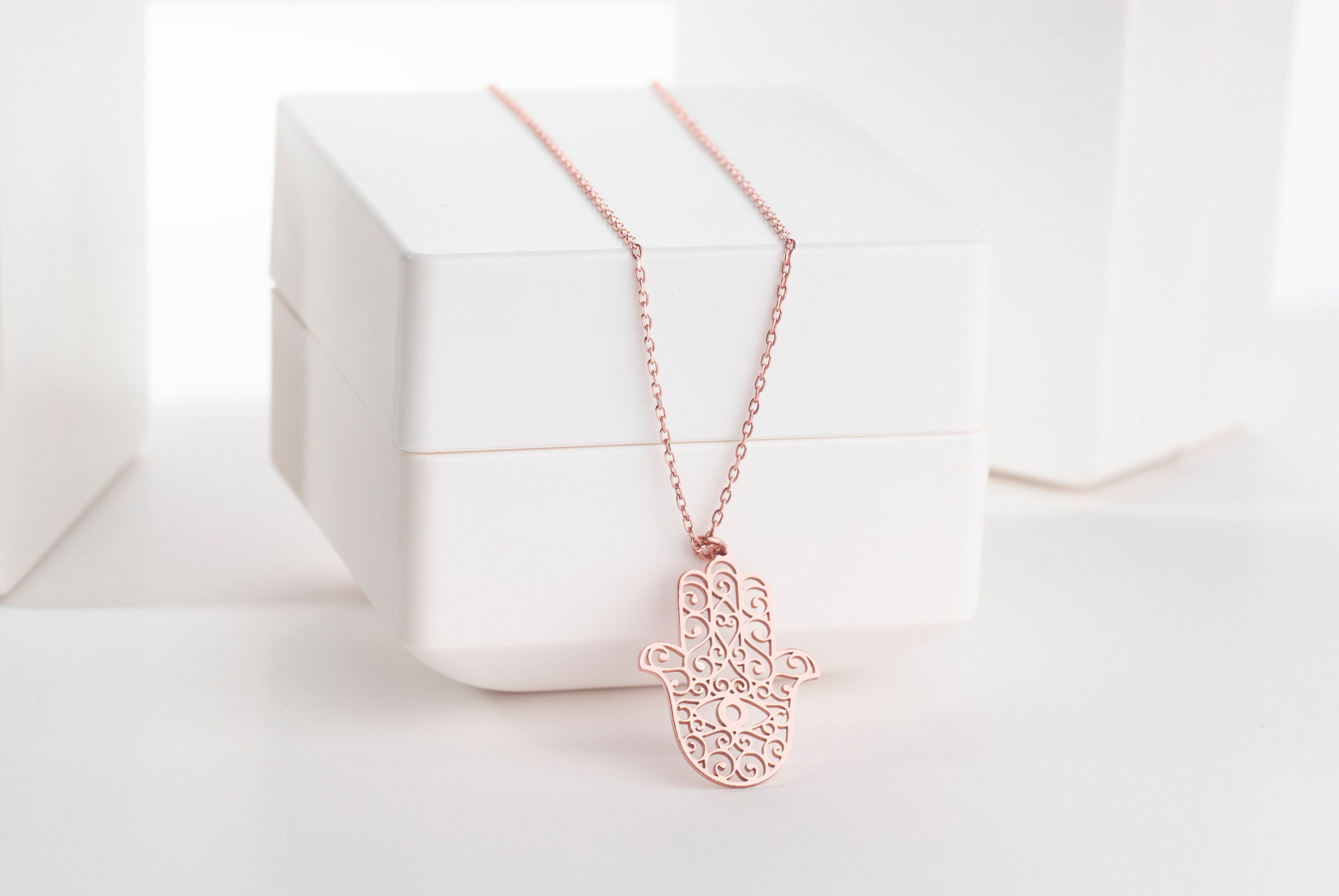 Collana Hamsa Mano Di Fatima In Argento 925 Con Occhio Malvagio E Fiore Di Loto - Ciondolo Portafortuna 45 Cm + 5 Cm - Regalo Donna