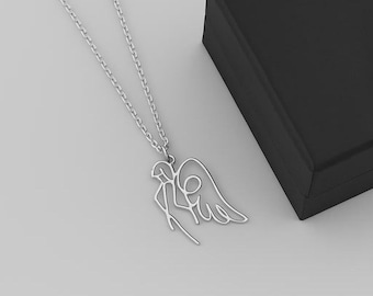 Minimalistische Engelsflügel Kette: Schutzengel Anhänger