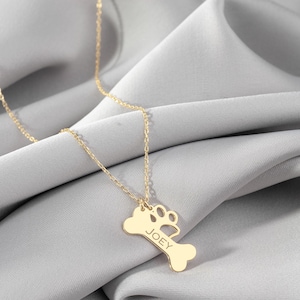 Sterling Silver Dog Name Necklace: Custom Pet Paw Pendant