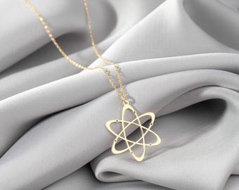 925 Sterling Silber Atom Halskette: Wissenschaft Schmuck Geschenk