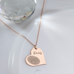 925K Sterling Silver Fingerprint Heart Necklace: Personalized Keepsake