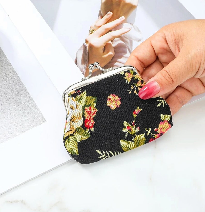 Vintage Style Floral Kiss Lock Coin Purse Floral Coin Purse Etsy
