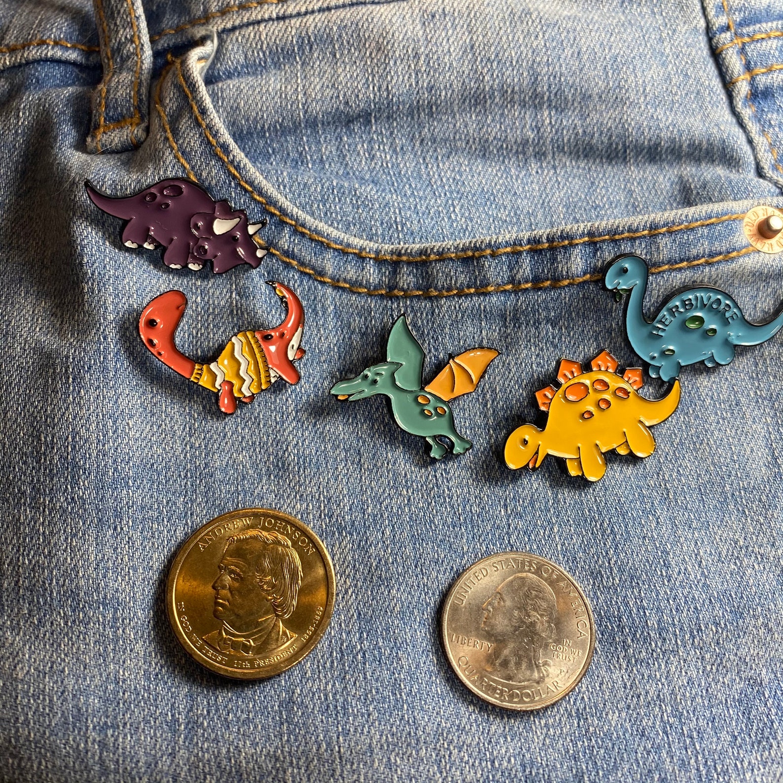 Set of 5 Dinosaur Enamel Pin Children Gift Enamel Pin | Etsy