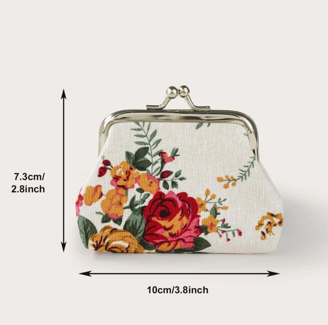 Vintage Style Floral Kiss Lock Coin Purse Floral Coin Purse Etsy