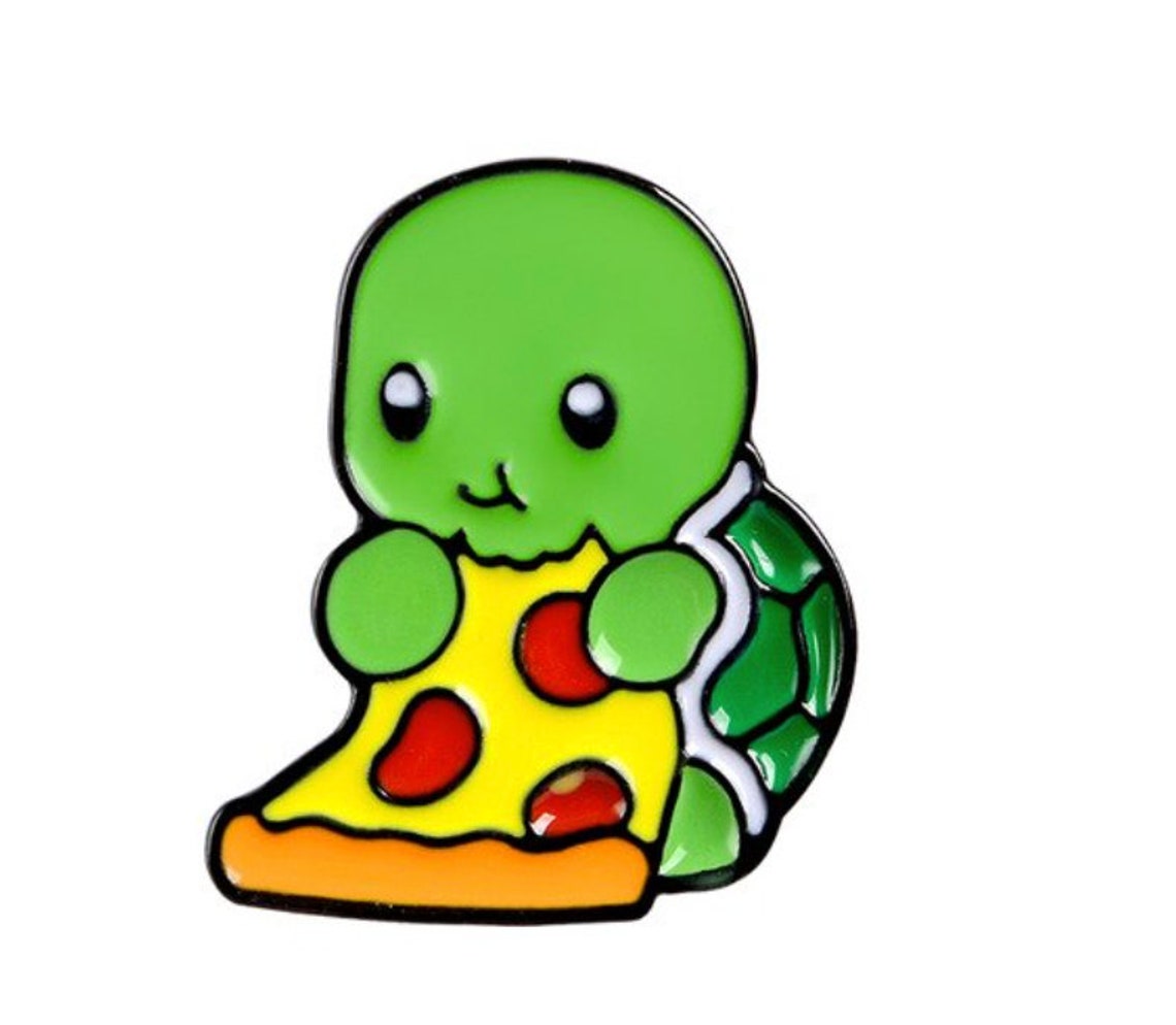 Introvert Turtle or Turtle Eating Pizza Pin Sarcastic Gift Etsy