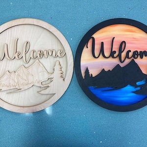 Mountain Welcome Sign/Door Hanger SVG-Digital Product for Laser Cutting-Instant Download
