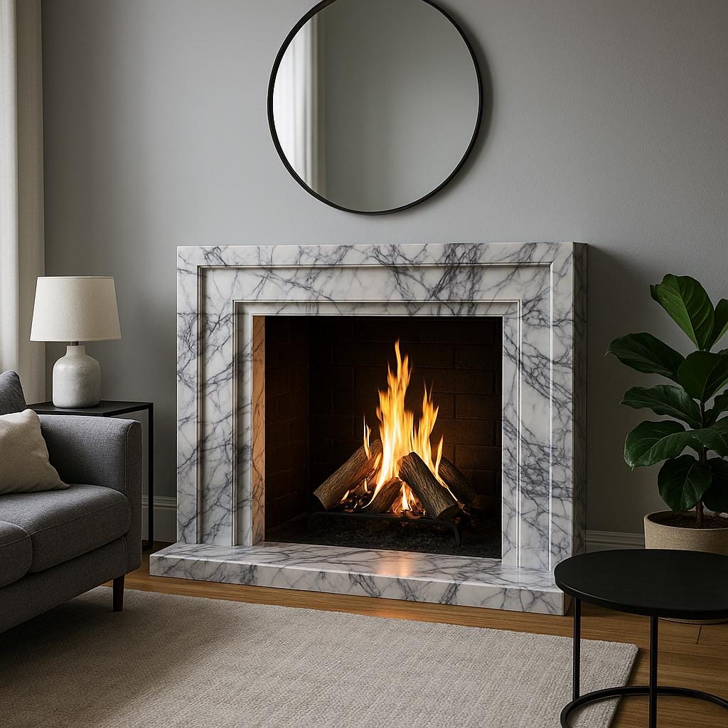 Hand Carved Lilac Marble Fireplace Surround - Modern Style - Etsy