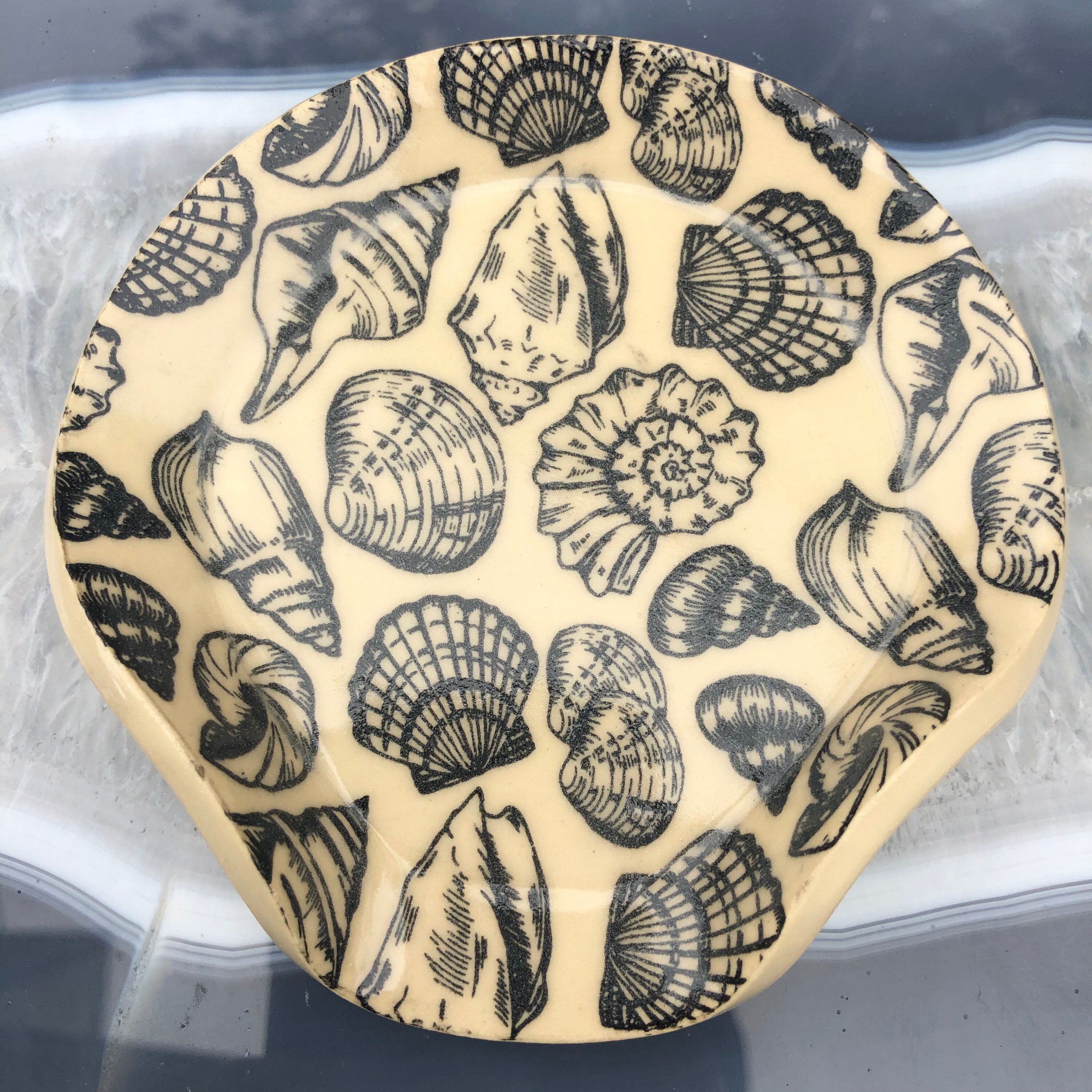 Nautical ceramic spoon rest Shell spoon rest beach spoon Etsy