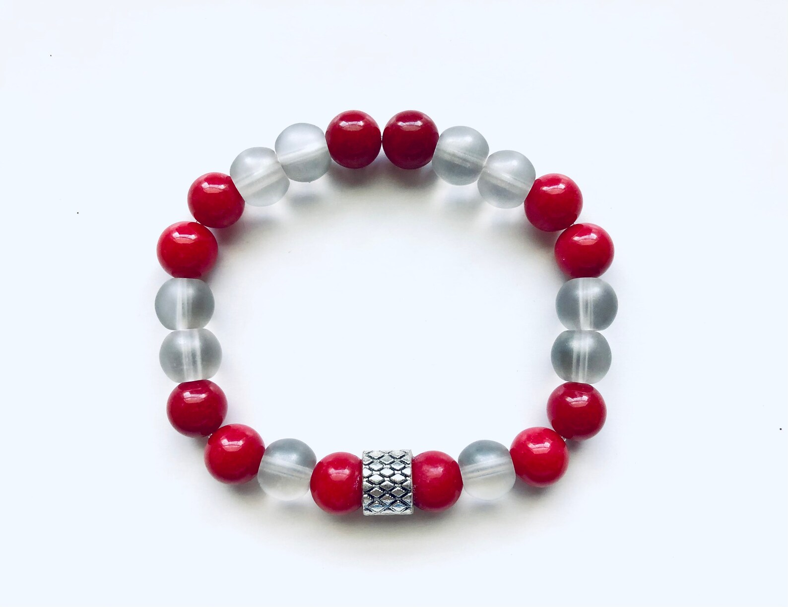 Rotes und graues Halbedelstein Stretch Armband Roter Jade | Etsy