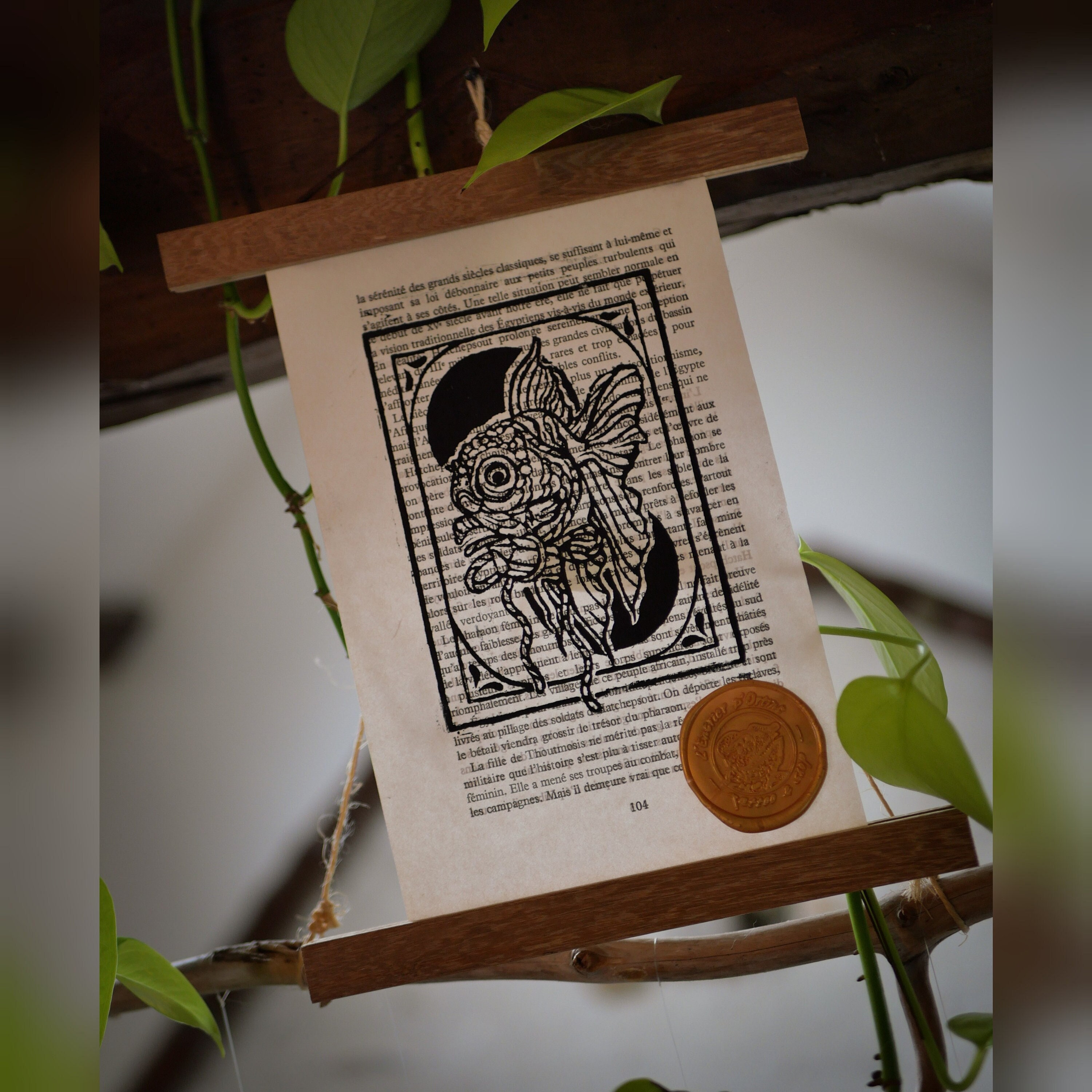 Linogravure Gold Fish