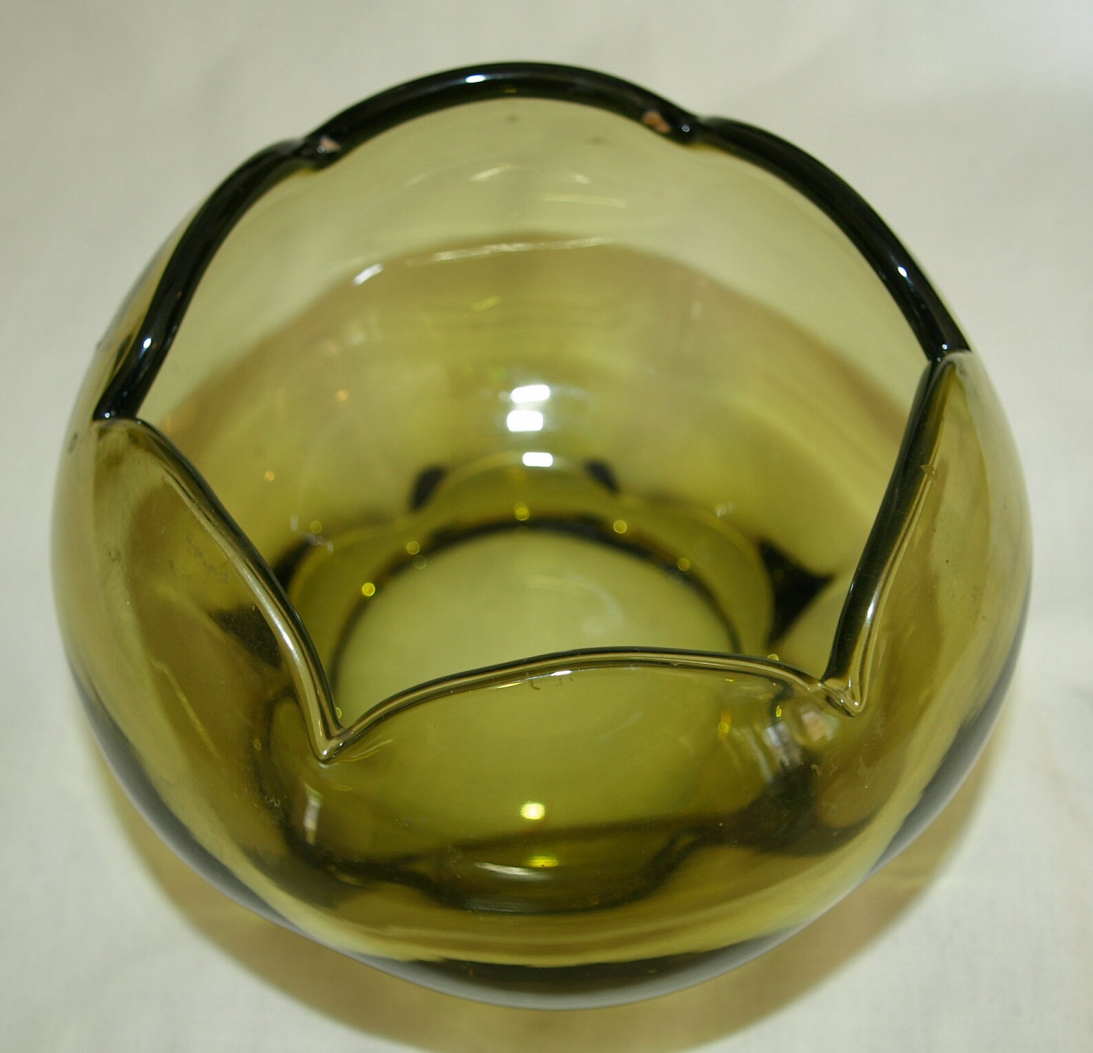Vintage Tiffin Glass Bowl Olive Green Handblown Scalloped Edge - Etsy