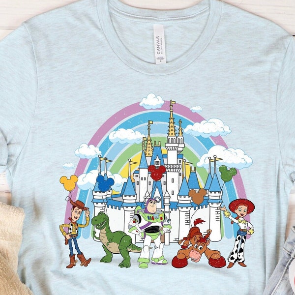 Toy Story VINTAGE look Castle Shirt, Disney Castle Shirts. Woody Shirt, Buzz Shirt, Toy Story Fan shirt, Disney Balloons Shirt,