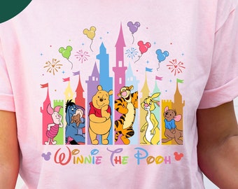 Camisas del castillo de Winnie The Pooh, camisas de todos los personajes de Winnie The Pooh, camisas de Pooh, camisas para niños pequeños de Pooh, camisa de viaje de Pooh, camisa de cerdito