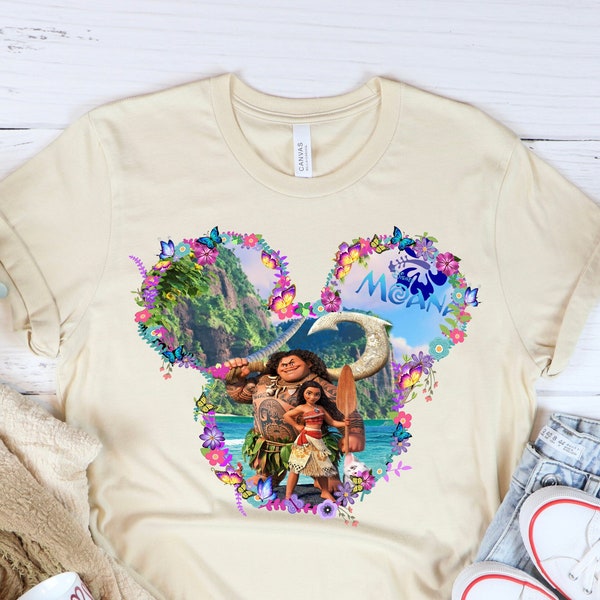 Moana and Maui Mickey Ears Shirt, Cool Moana Shirt, Moana Movie Crewnecks, Moana Fan Shirts, Moana Family Shirts, Vibrant Colors