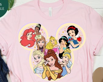 Disney All Princess Shirts, Disney Princess in Mickey Ears,Princess Belle Shirts,Princess Gift Shirts,Disney Girl Shirts,Cute Princess Shirt