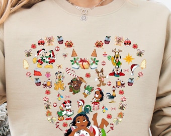 Sweat Moana et Pua, col rond Disney Moana 2, sweat à capuche Noël Disney, oreilles Moana 2 Disney, thème oreilles de Mickey, voyage au château Disney