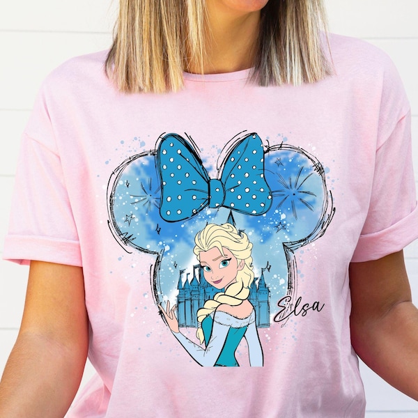 Disney Elsa Shirt, Frozen Elsa, Disney Castle Watercolor, Disney Matching, Princess Matching, Minnie Ears Elsa, Elsa Trip Shirt, Disney Trip