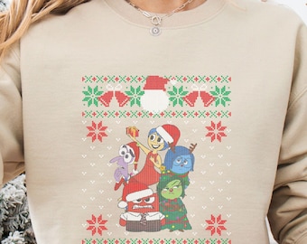 Inside Out Sweatshirt: Disney All Sizes Christmas Hoodie with Anger, Joy & Friends, Long Sleeve