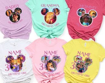 BIRTHDAY Encanto Madrigal Family Shirts, Birthday Shirts Customized, Encanto Ears, Mickey Mouse,  Isabela Madrigal, Mirabel,Bruno,Luisa