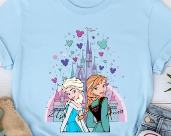 Elsa and Anna Watercolor Tee: Frozen Sisters Matching Shirt