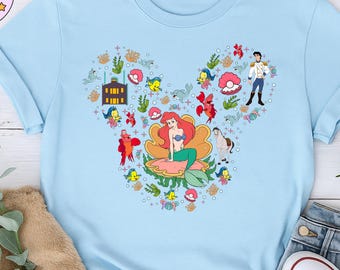 Disney Little Mermaid Princess Shirt, Ariel Mickey Ears T-Shirt, Ariel Outfit, Little Mermaid Fan Shirt, Ariel Gift Shirt, Disney Trip