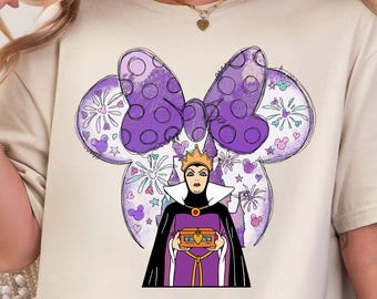 Disney Watercolor Evil Queen Shirt, Villain Minnie Ears Tee, Seven Dwarfs Villain T-Shirt, Matching Disney Outfit for Women Trip