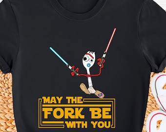 Chemise que la fourchette soit avec vous, t-shirt parodie Forky Star Wars, chemise Star Wars, t-shirt voyage Disney drôle, chemise graphique fan de la galaxie