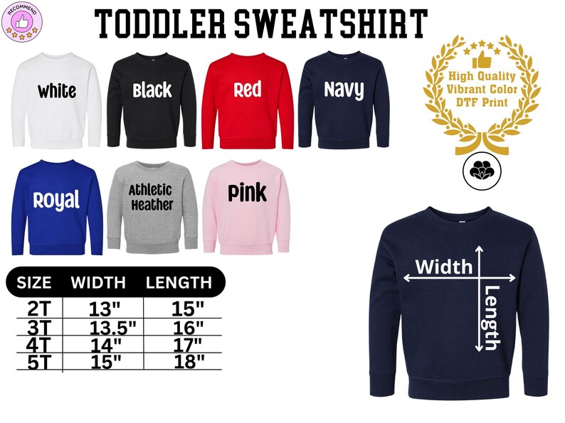 toddler sweat shirt sizes chart