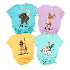 Moana Characters Shirt, Disney Moana Shirt, Disney Family Shirts, Name Customizable Shirt, Maui, Gramma Tala, Rooster, Disney Gift Shirts