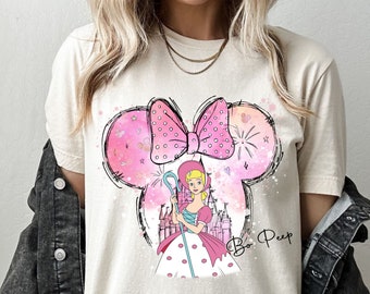 Disney Castle Bo Peep Watercolor Shirt, Mickey Mouse Ears Bo Peep Shirt, Disney Matching Bo Peep Shirt, Disney Bo Peep Travel Shirt