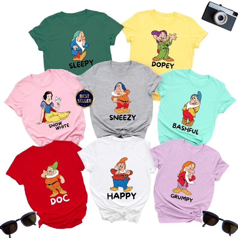 Snow White and the Seven Dwarfs Matching Shirts Sleepy Sneezy Doc - Etsy