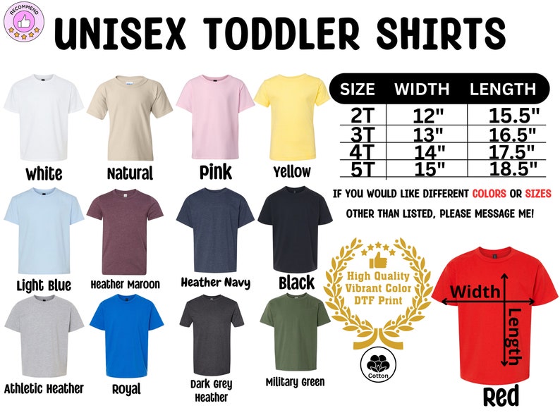 The adult cotton soft-feeling shirts feature Disney or various themed prints. They come in multiple colors and sizes, including adult, youth, toddler, and baby sizes. The print is vibrant and colorful, and it's located in the center of the shirt.