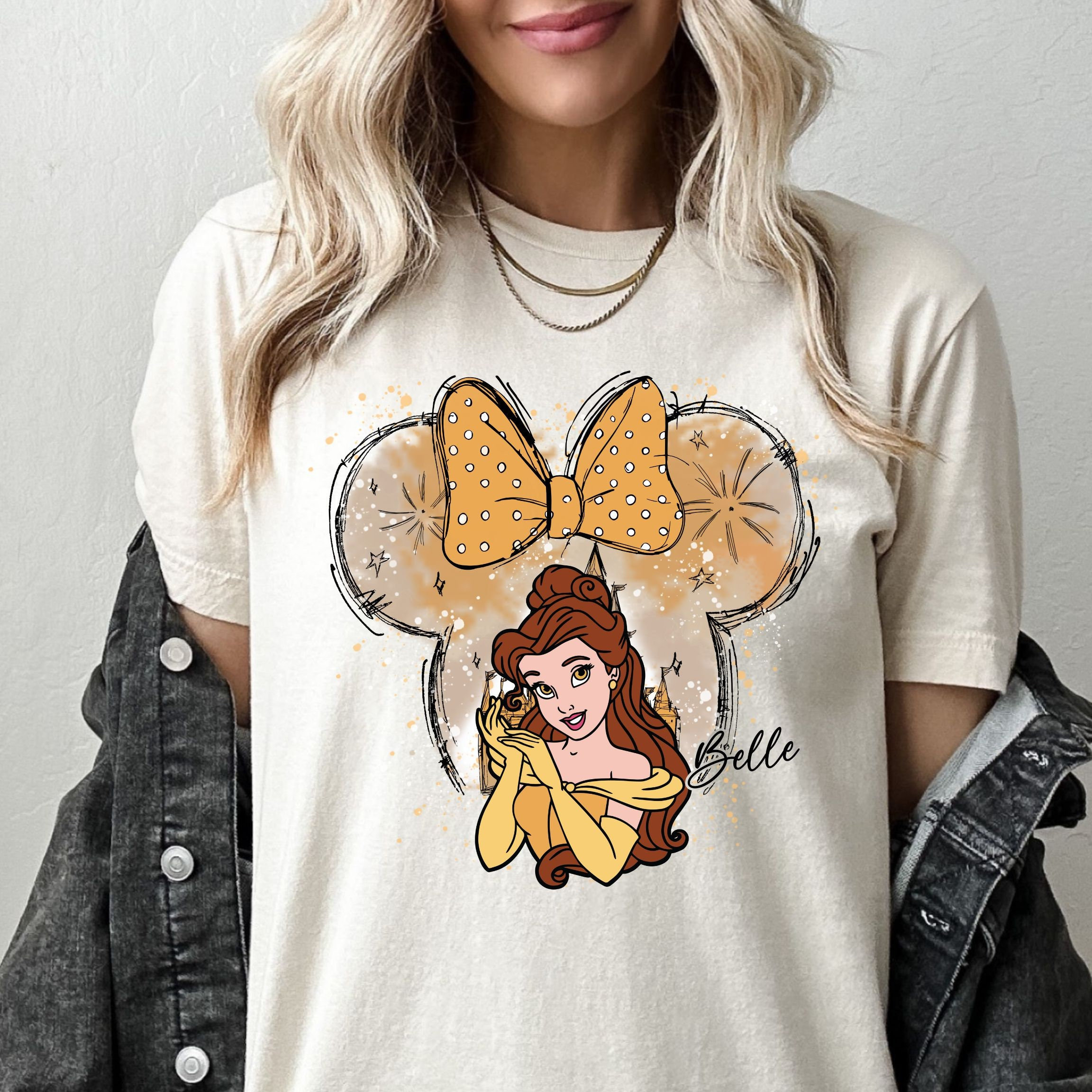 Disney Belle Shirt, Disney Castle, Watercolor, Disney Princess Belle Shirt, Minnie Mouse Head Themed, Disney Matching, Princess Belle Shirt