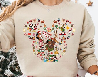 Maui and Moana Christmas Sweatshirt, Disney Moana 2 Holiday Shirt, Moana Mickey Ears Christmas Tee, Christmas Family Tops