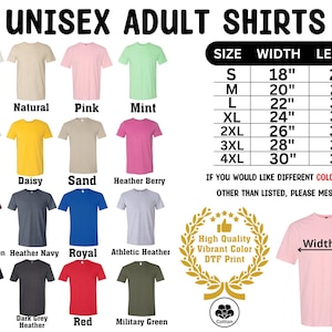 The Disney adult cotton soft-feeling shirts feature Disney or various themed prints.They come in multiple colors and sizes, including adult, youth, toddler,and baby sizes. The print is vibrant and colorful,and it's located in the center of the shirt.