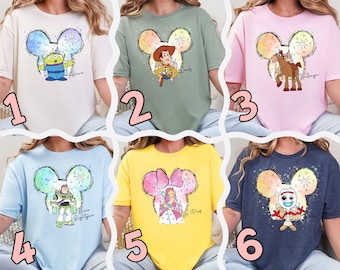 Toy Story Watercolor Character Shirts, Disney Toy Story Mickey Ears Tee, Woody Jessie Buzz Bo Peep Shirt, Toy Story Matching Shirts,