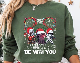 Disney May The Magic Be With You Christmas Sweatshirt, Disney Star Wars, Star Wars Christmas Theme, Disney Mickey Ears, Star Wars Sweatshirt