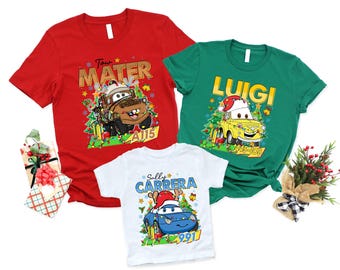 Disney Cars Christmas Shirt, Lightning McQueen Holiday Sweatshirt, Pixar Cars Family Group Tees, Disney Christmas Matching Outfits