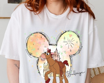 Disney Castle Bullseye Watercolor Matching Shirt, Disney Watercolor Group Shirt, Disney Bullseye Toy Story Shirt, Toy Story Disney Trip Tee