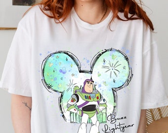 Toy Story Disney Castle Buzz Lightyear Watercolor, Disney Toy Story Travel Matching Shirts, Disney Toy Story Buzz Lightyear Trip Shirt