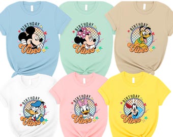 Birthday Vibes Shirt, Disney Mickey And Friends Themed, Mickey And Friends Group Birthday Shirt, Disney Group, Birthday Group, Birthday Gift